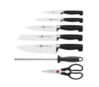 Ceppo di coltelli in legno naturale da 8 pezzi Lame forgiate Zwilling Four Star 2