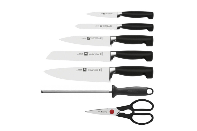 Natural wood knife block 7 pieces Zwilling Four Star forged blades