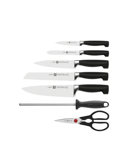 Natural wood knife block 7 pieces Zwilling Four Star forged blades