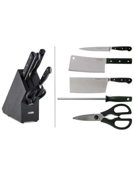 Blocco da cucina forgiato Wusthof Classic 4 pezzi - 3 coltelli + 1 pistola e un paio di forbici