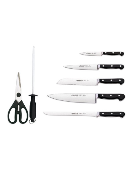 Bloco de madeira Arcos CLASICA 5 facas forjadas + 2 acessórios