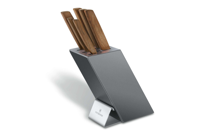Bloco de 6 facas de cozinha Victorinox Swiss Modern com cabos de nogueira