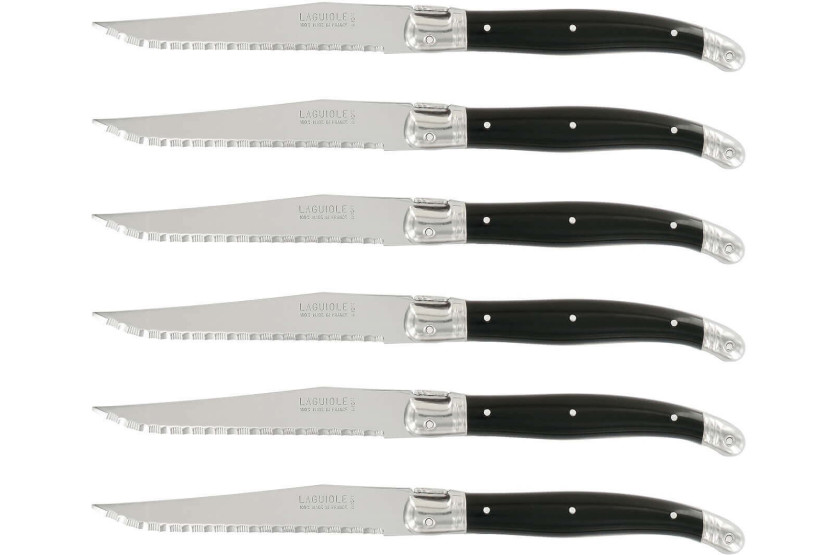 Block of 6 Laguiole micro-serrated steak knives by André Verdier