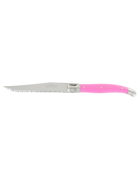 Blocco di 6 coltelli da bistecca microseghettati Laguiole di André Verdier Spring multicolore