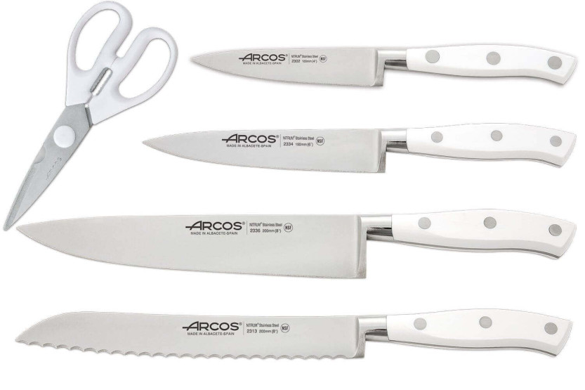 Arcos Riviera Hvid designblok 4 knive + saks