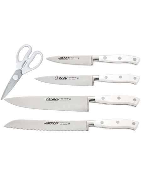 Arcos Riviera Blocco design bianco 4 coltelli + forbici