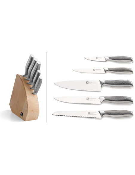 Bloco de 5 facas de cozinha Richardson Sense em aço inoxidável