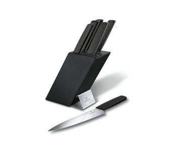 Victorinox Swiss Modern Bloco de 6 peças em madeira de faia preta lacada a aço inoxidável 2