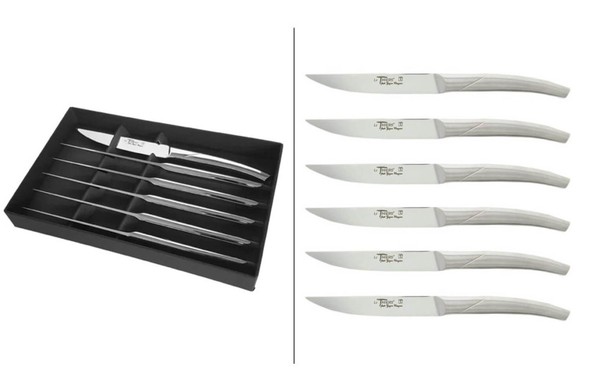 Sett med 6 Le Thiers Goyon-Chazeau smidde bordkniver i ett stykke