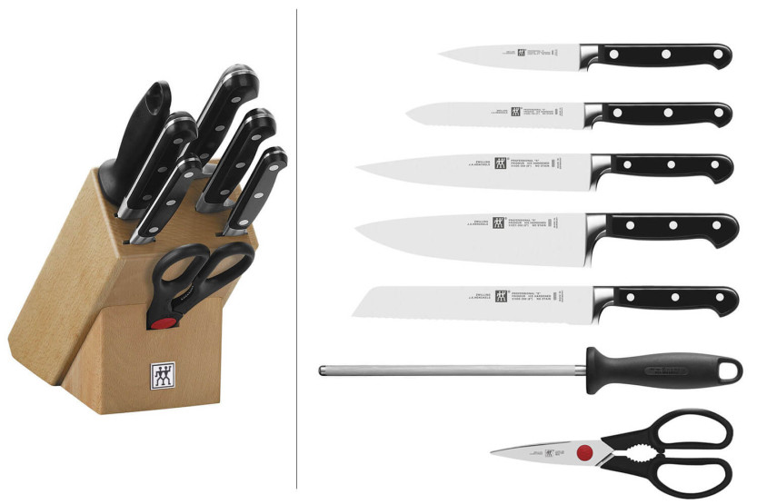Taco de cuchillos de madera de haya de 7 piezas Zwilling Professionnal S hojas forjadas