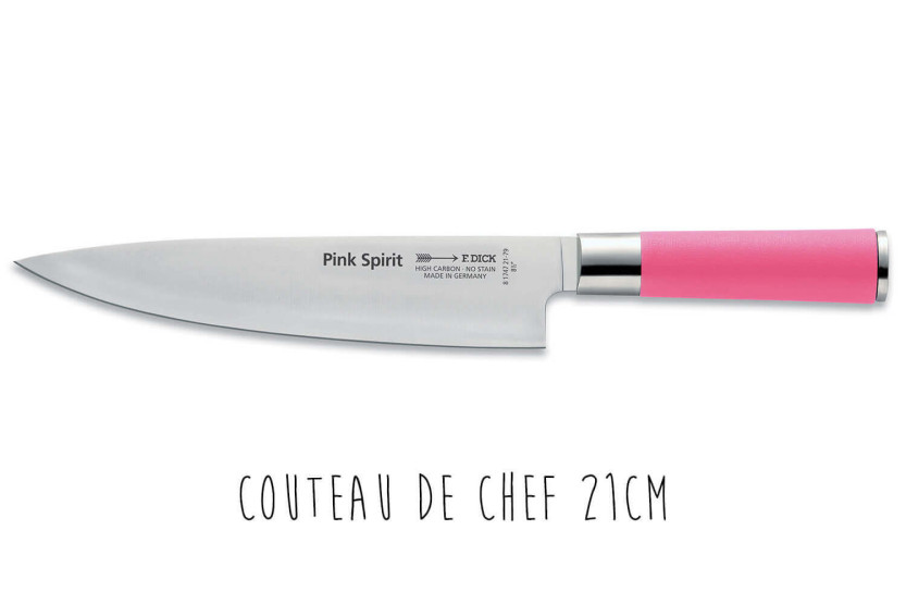 Blocco acrilico di 4 coltelli in acciaio inox Dick Pink Spirit manico rosa