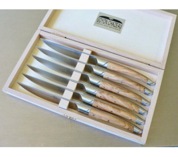 Conjunto de 6 facas de mesa Avantage Le Thiers Goyon-Chazeau com cabo em madeira de oliveira 2