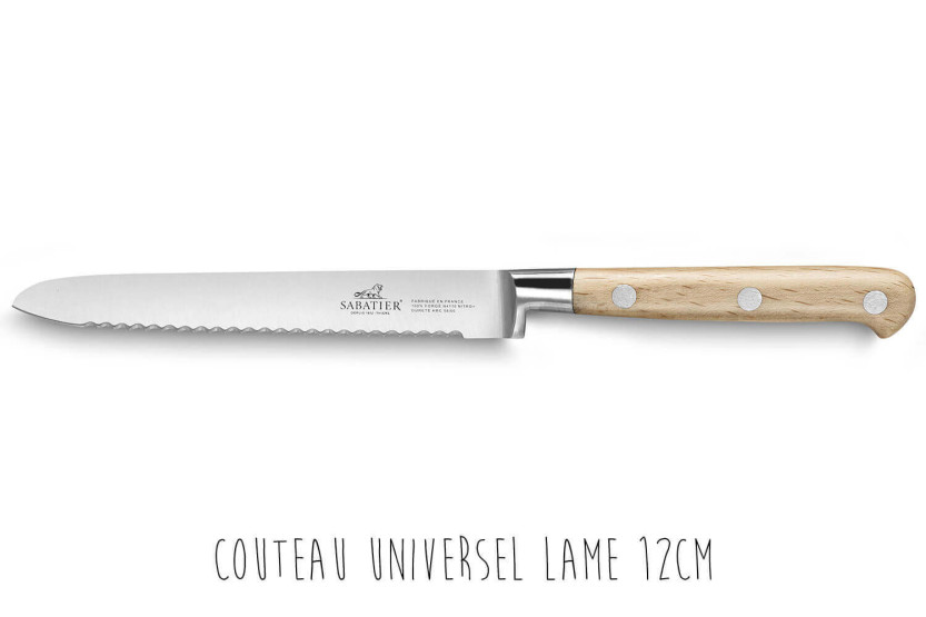Sabatier bøkblokk med 5 smidde Brocéliande-kniver med håndtak i bøk