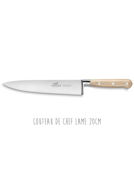 Sabatier bøkblokk med 5 smidde Brocéliande-kniver med håndtak i bøk