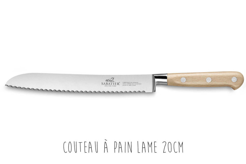 Bloque de madera de haya Sabatier con 5 cuchillos forjados Brocéliande con mango de madera de haya