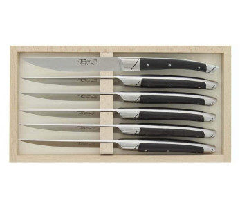 Box med 6 Avantage Le Thiers Goyon-Chazeau bordsknivar med ebenholtshandtag