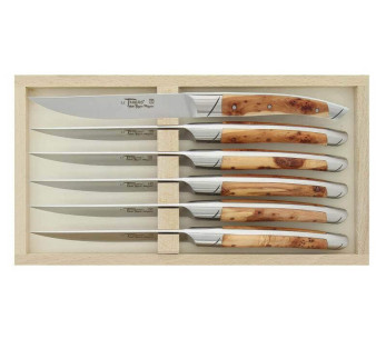 Conjunto de 6 facas de mesa Avantage Le ThiersGoyon-Chazeau com cabos de zimbro