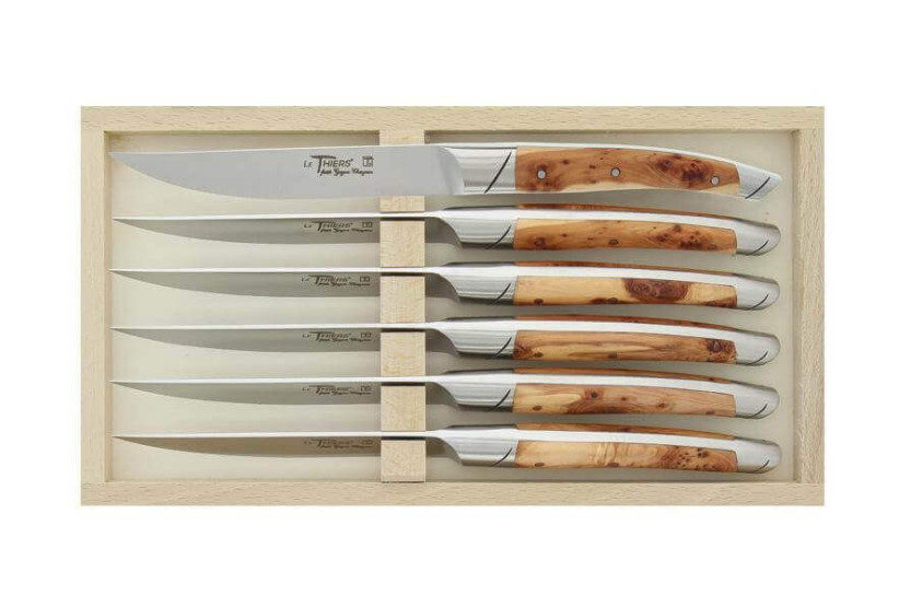 Estuche de 6 cuchillos de mesa Avantage Le ThiersGoyon-Chazeau mangos de enebro