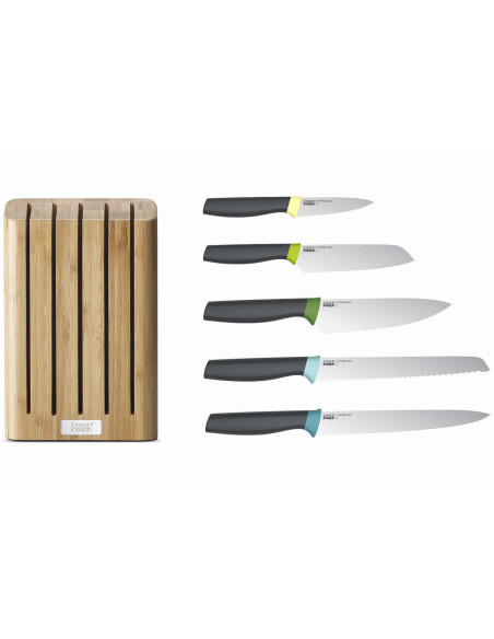 Joseph Joseph Elevate Bambusblock mit 5 Messern mit magnetischen Kerben