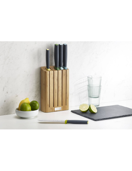 Joseph Joseph Elevate Bambusblock mit 5 Messern mit magnetischen Kerben