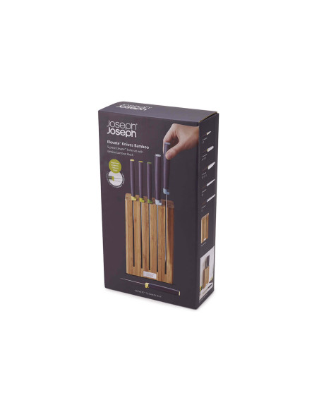 Bloque de bambú de 5 cuchillos Joseph Joseph Elevate con muescas magnéticas