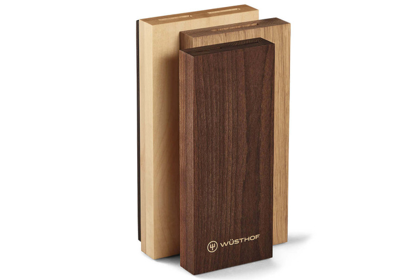 2 Wüsthof Crafter design forged knife block in oak, maple and beech
