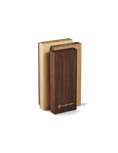 2 Wüsthof Crafter design forged knife block in oak, maple and beech