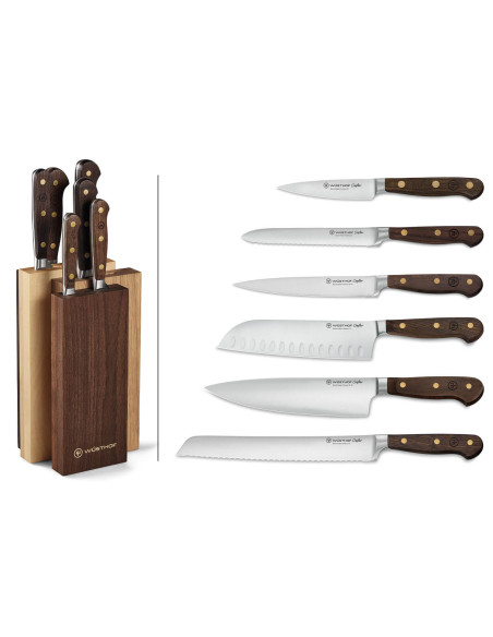 Block med 6 smidda Wüsthof Crafter-knivar