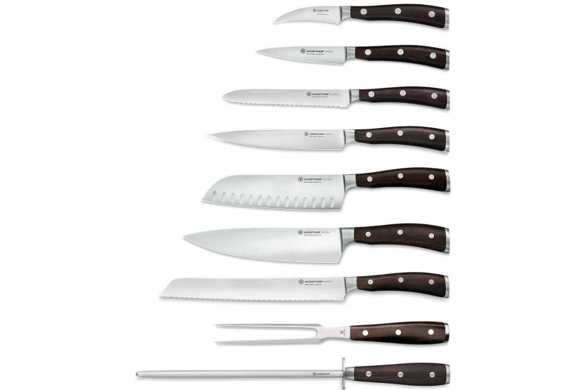 Wüsthof Ikon knivblock i ask - 7 smidda knivar och 2 tillbehör