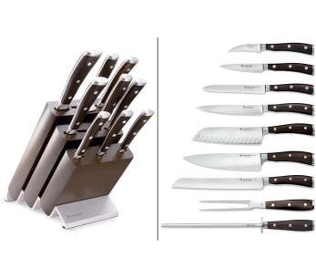 Wüsthof Ikon knivblock i ask - 7 smidda knivar och 2 tillbehör