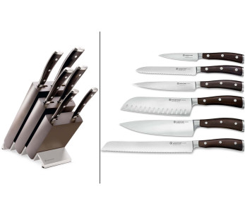 Wüsthof Ikon knivblokk i ask - 6 smidde kniver