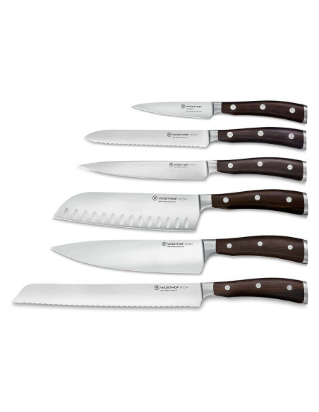 Wüsthof Ikon knivblock i ask - 6 smidda knivar