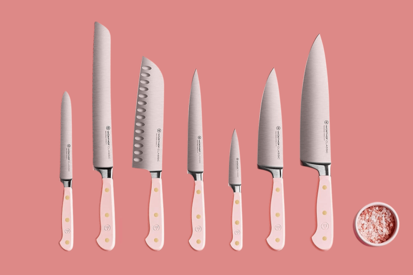 Blokk med 7 smidde Wusthof Classic Colour Pink Himalayan Salt-kniver