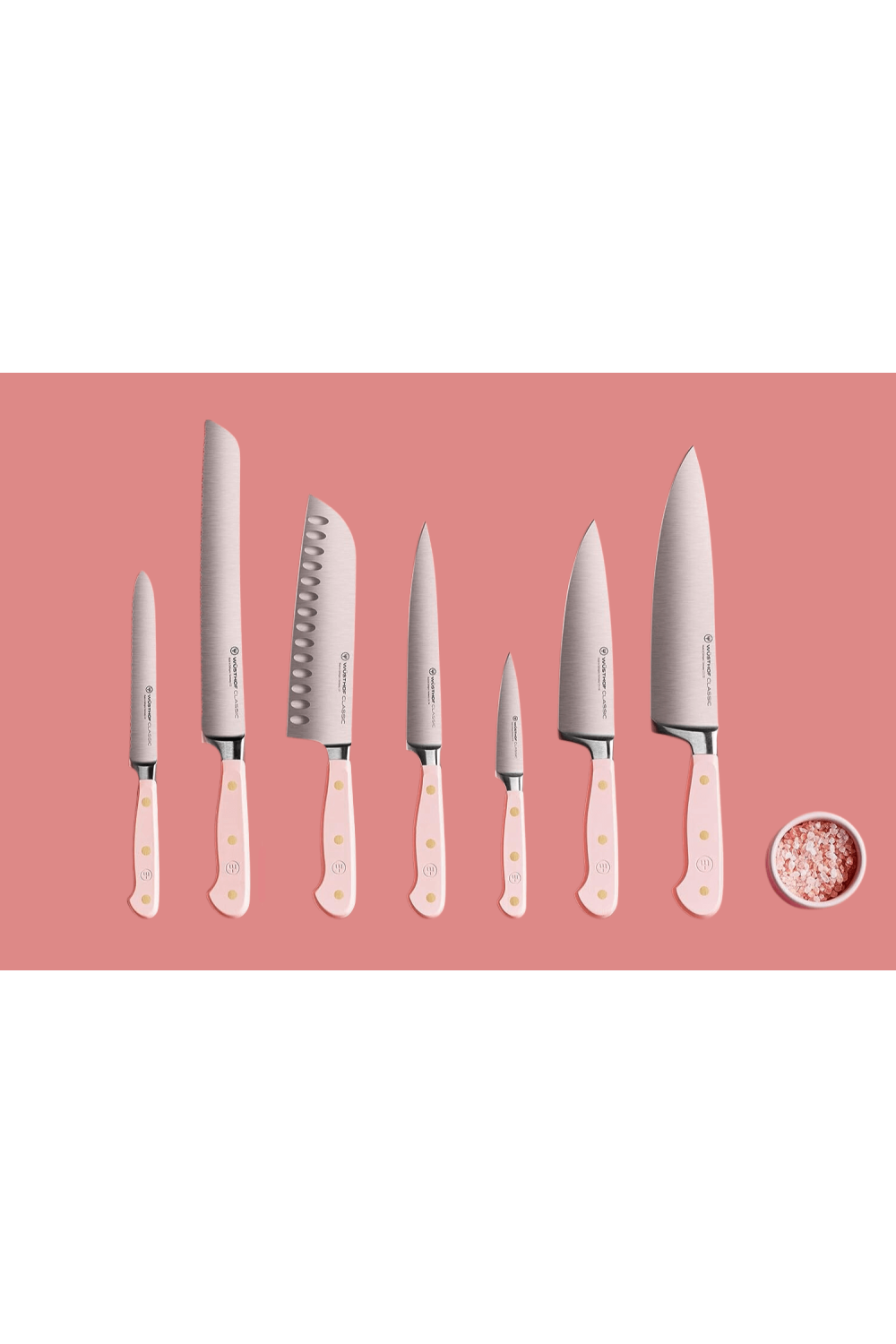 Pink Forgery Knife Block of 7 Wusthof Classic Colour Pink Himalayan Salt forged knives