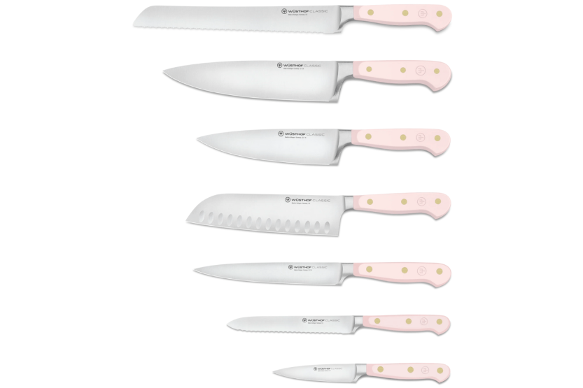 Blocco di 7 coltelli forgiati Wusthof Classic Colour Pink Himalayan Salt