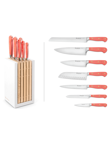 Blok van 7 Wusthof Classic Colour Coral Peach gesmede messen