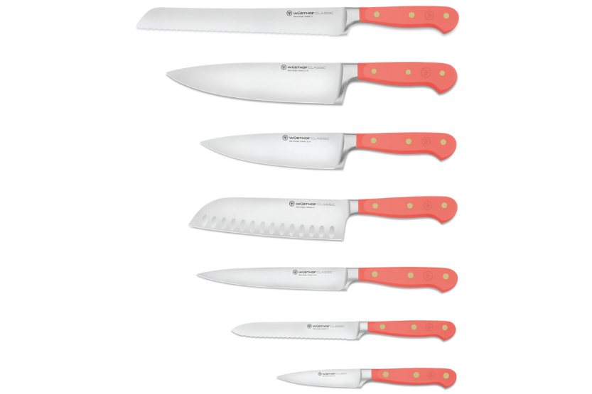 Block med 7 smidda knivar Wusthof Classic Colour Coral Peach