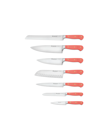 Block of 7 Wusthof Classic Colour Coral Peach forged knives