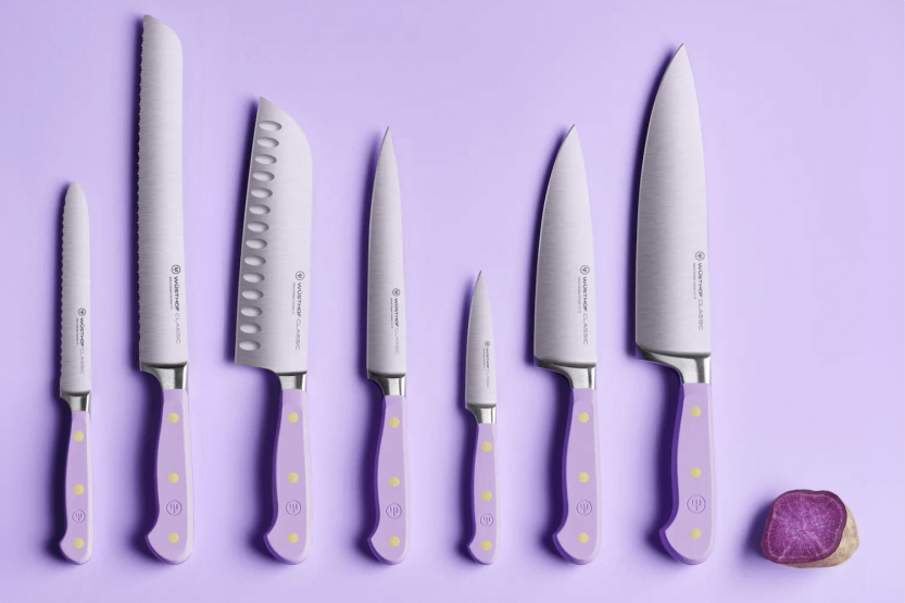 Blok van 7 Wusthof Classic Colour Purple Yam gesmede messen