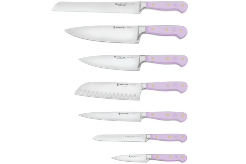 Blok van 7 Wusthof Classic Colour Purple Yam gesmede messen
