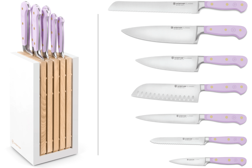 Block of 7 Wusthof Classic Colour Purple Yam forged knives