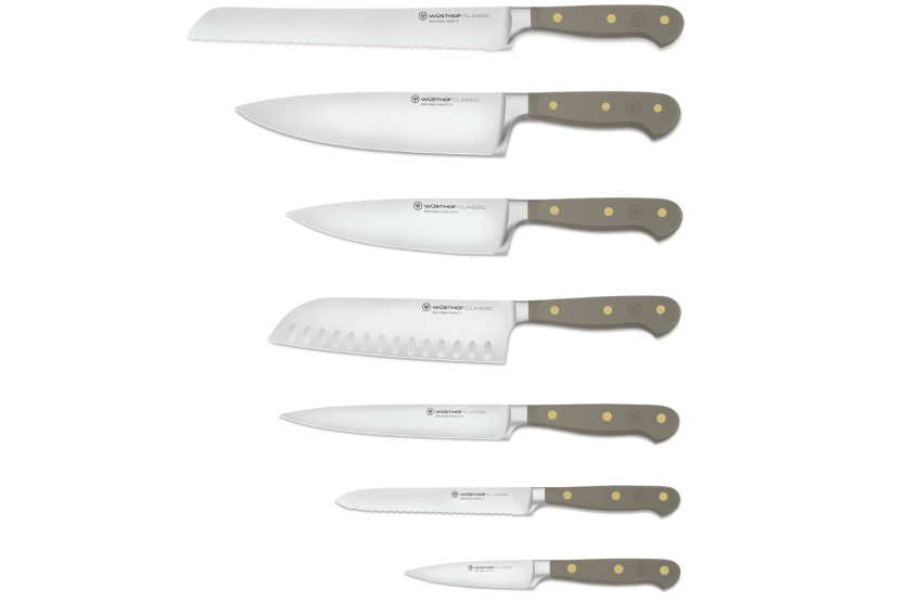 Block of 7 Wusthof Classic Colour Velvet Oyster forged knives