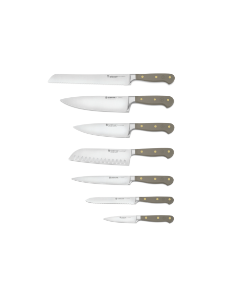 Bloco de 7 facas forjadas Wusthof Classic Colour Velvet Oyster