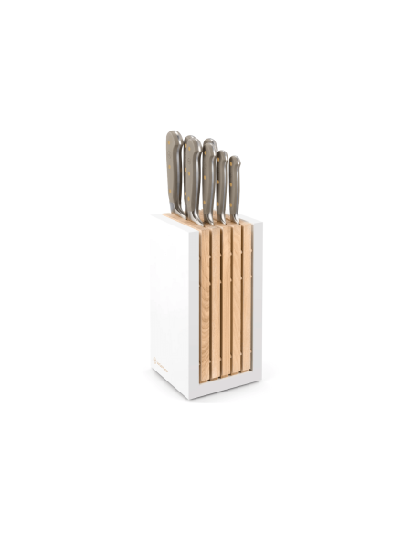 Blok med 7 Wusthof Classic Colour Velvet Oyster smedede knive