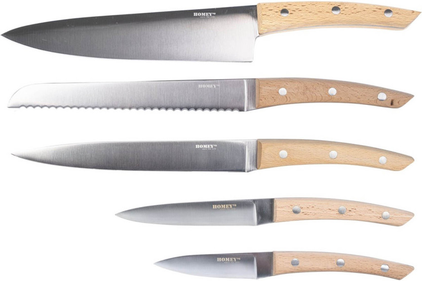 Blocco di 5 coltelli da cucina Homey's Bokträ con manici in legno di faggio