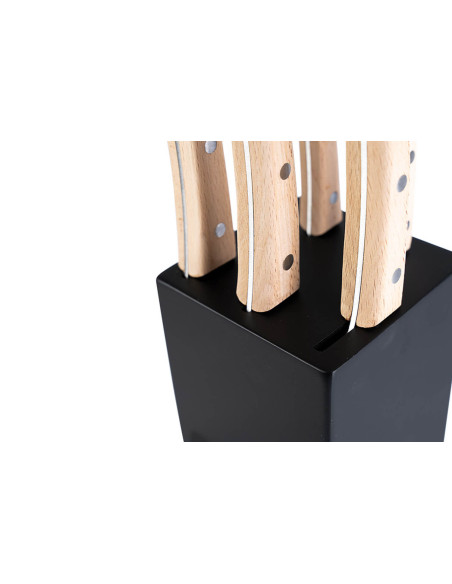 Block of 5 Homey's Bokträ kitchen knives with beechwood handles