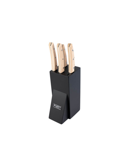 Bloque de 5 cuchillos de cocina Homey's Bokträ con mango de madera de haya