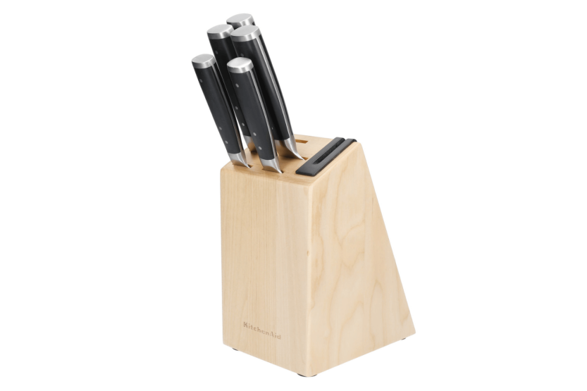 Kitchen Aid Gourmet 5-knife block in birch wood