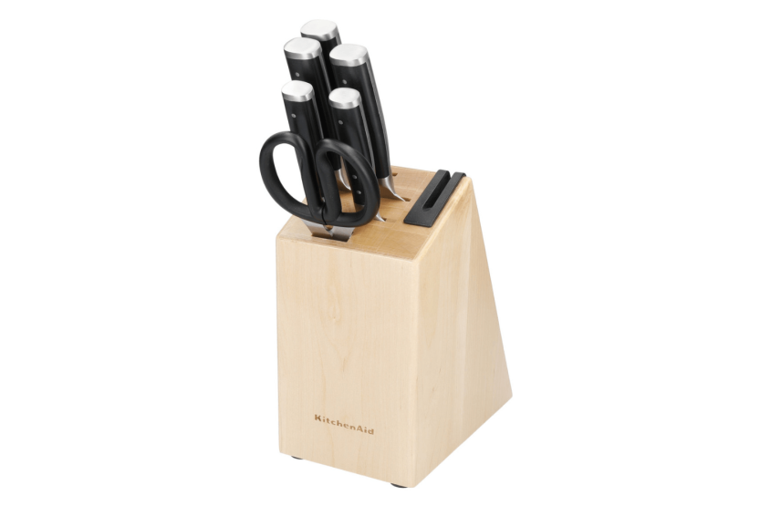 Kitchen Aid Classic 5 veitsen lohko koivupuusta + sakset