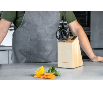 Kitchen Aid Classic 5-knivblock i björkträ + sax 2